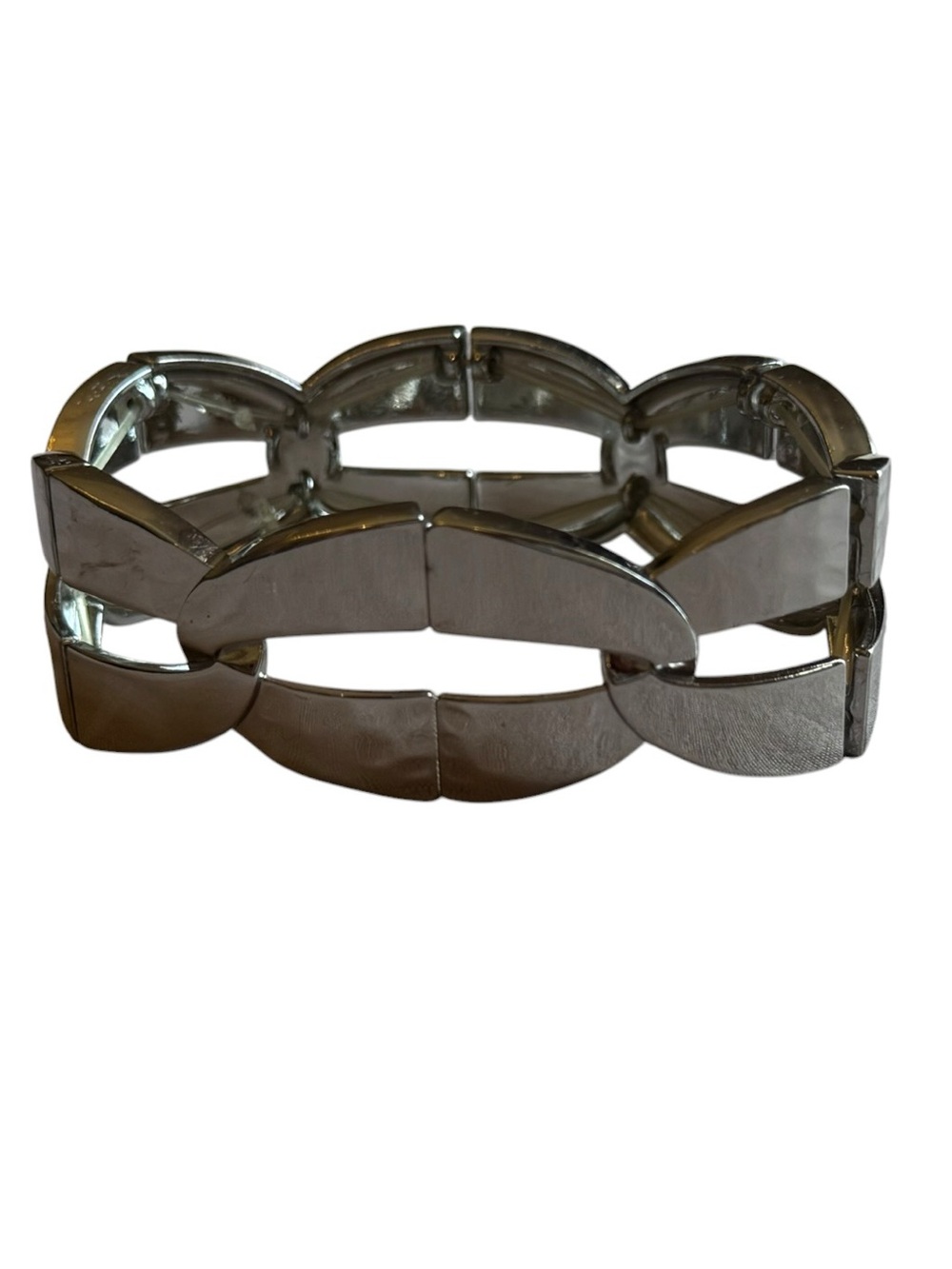 Chunky Silver Link Stretch Bracelet - Picture 5 of 7